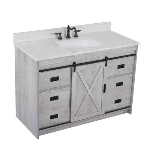 Sand & Stable Jillian 48'' Single Bathroom Vanity with Engineered Stone Top & Reviews Wayfair
